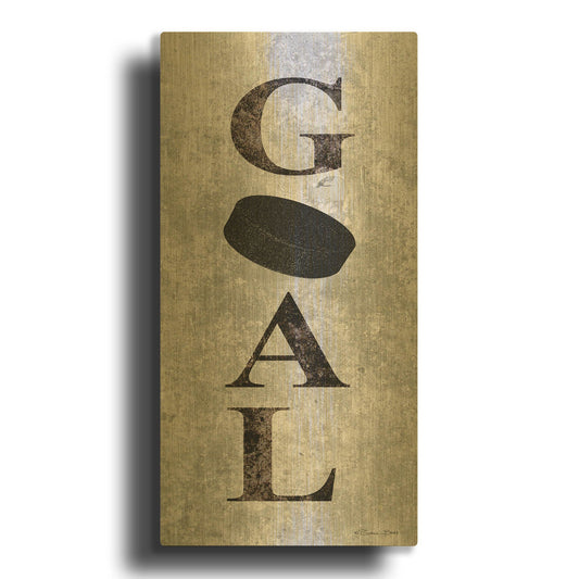 'Hockey Goal' By Susan Ball Gold Metal Wall Art