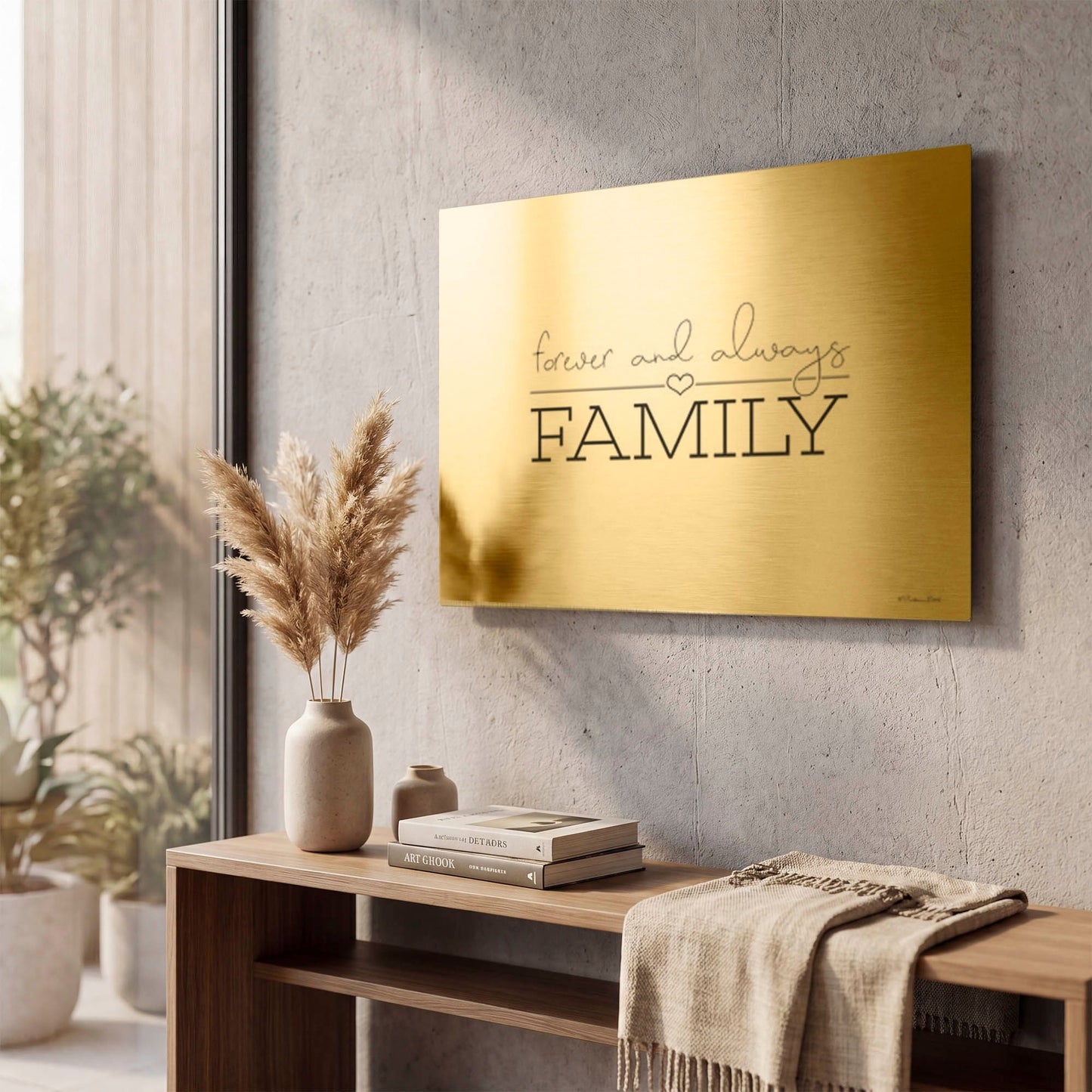 'Forever and Always Family' By Susan Ball Gold Metal Wall Art