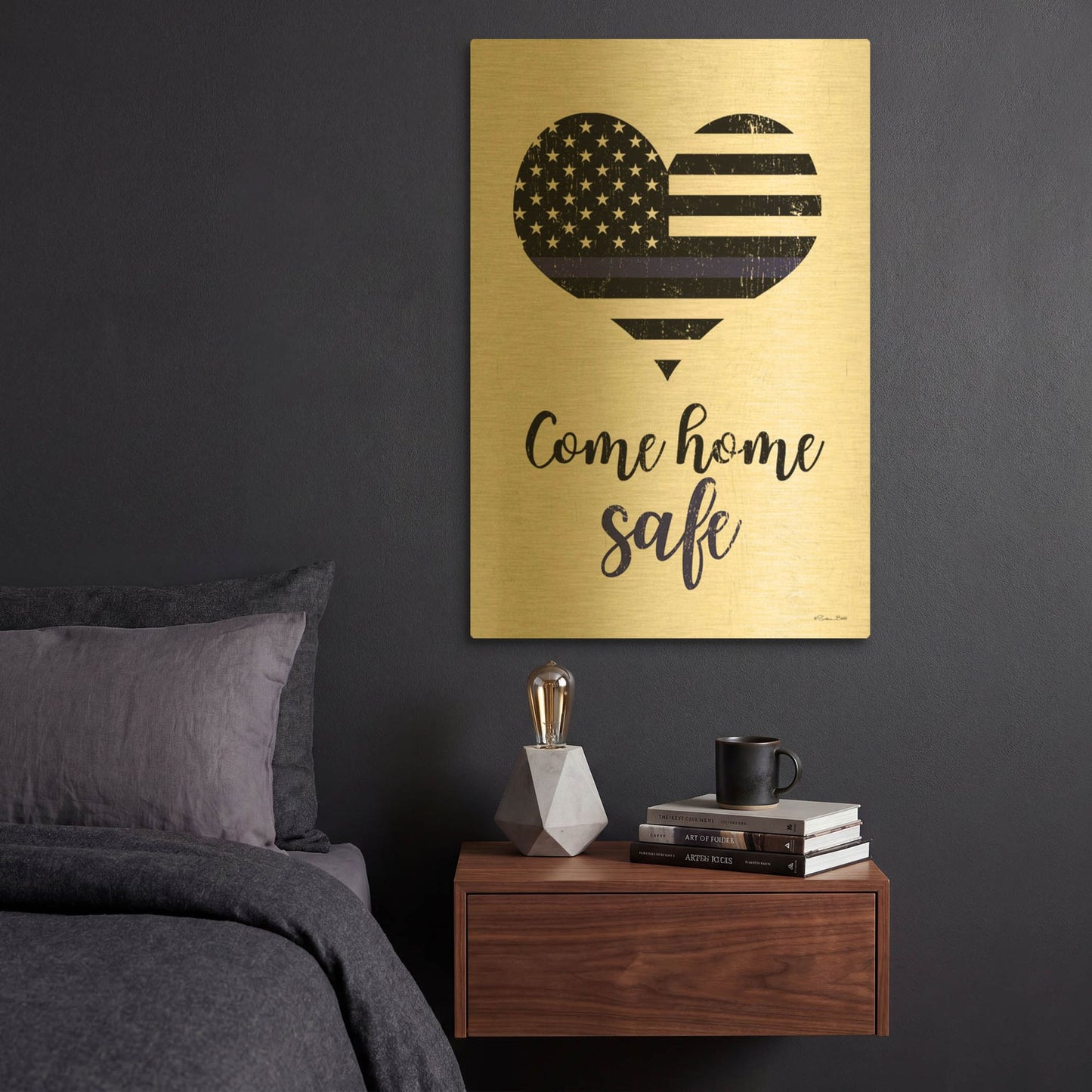 'Come Home Safe' By Susan Ball Gold Metal Wall Art