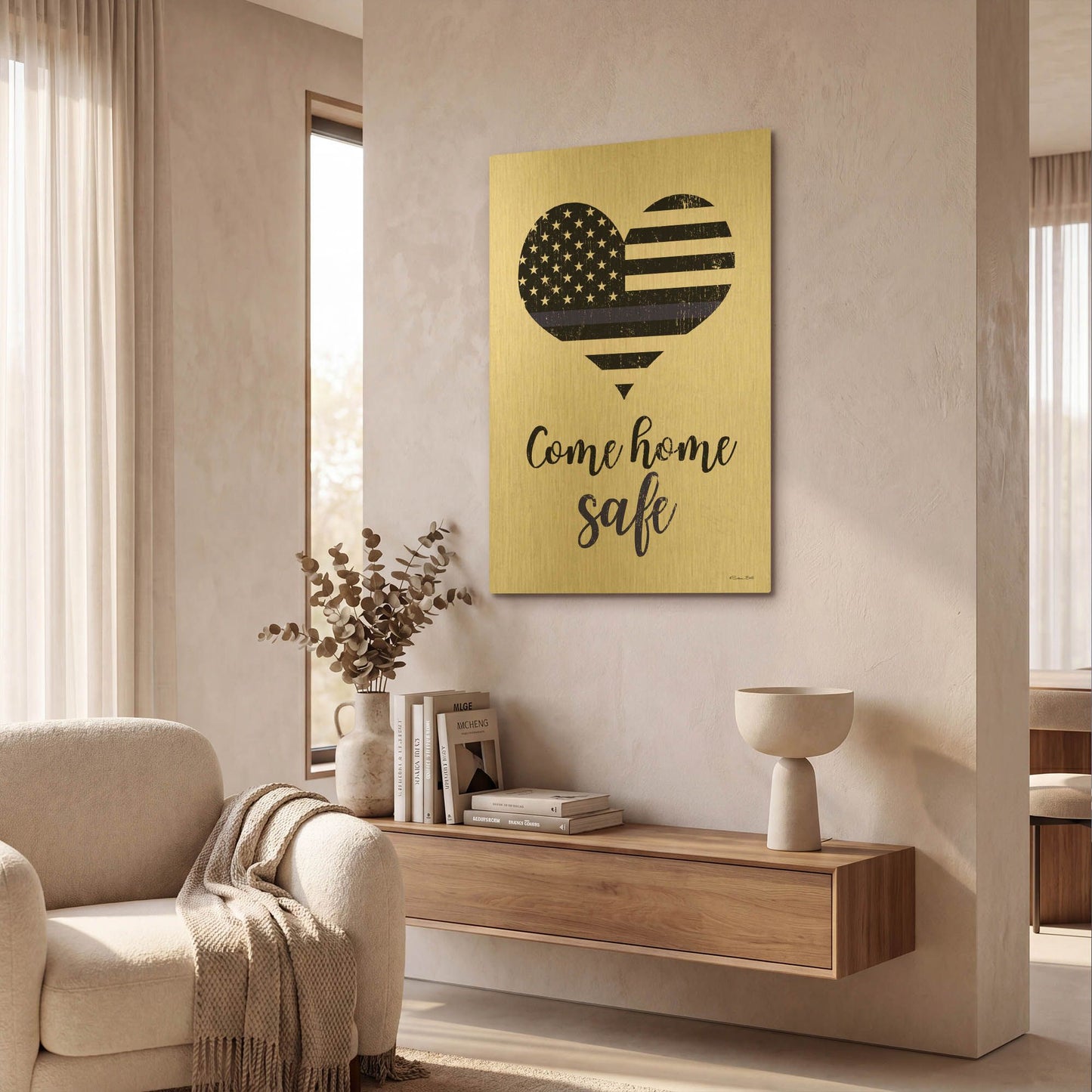 'Come Home Safe' By Susan Ball Gold Metal Wall Art