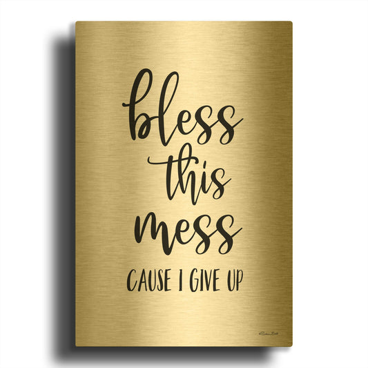 'Bless This Mess' By Susan Ball Gold Metal Wall Art