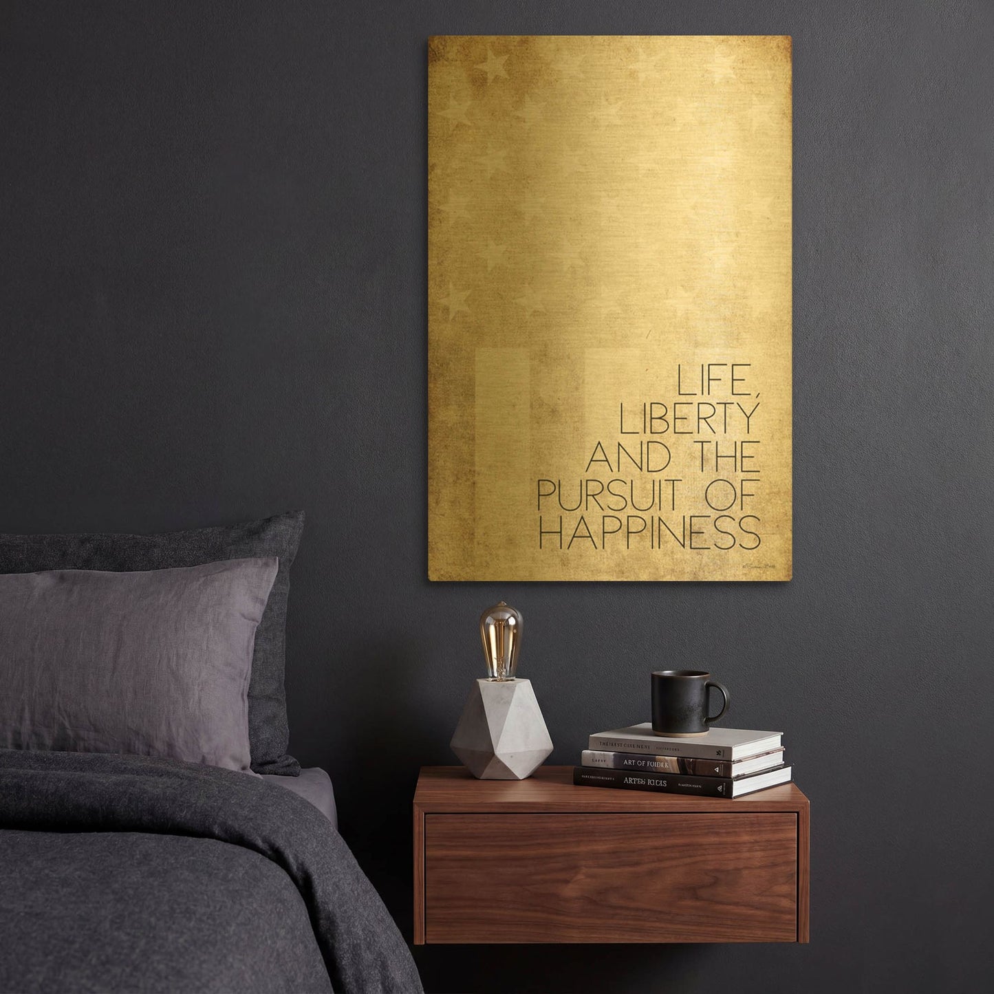 'Life, Liberty and Happiness' By Susan Ball Gold Metal Wall Art