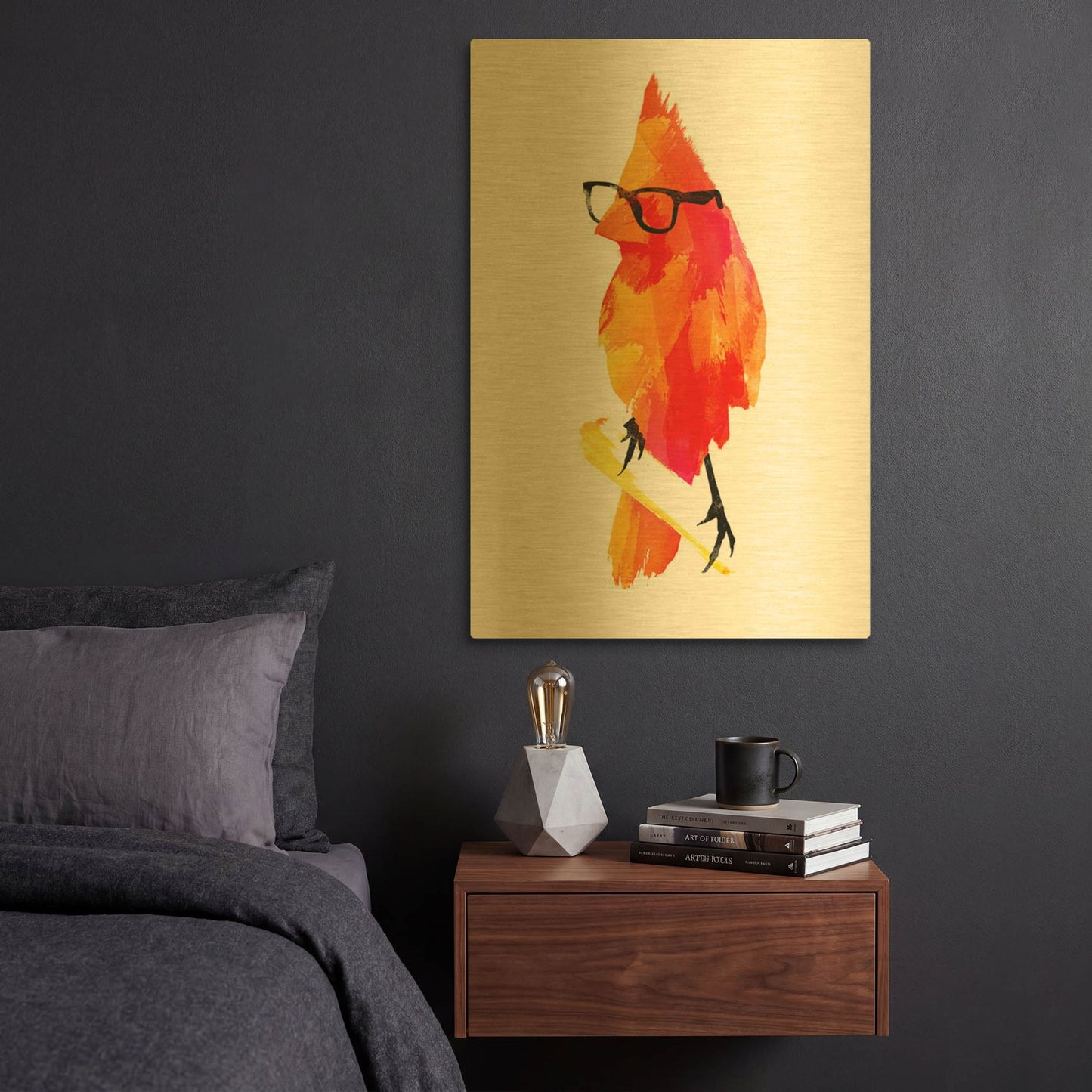 'Punk Bird' By Robert Farkas Gold Metal Wall Art