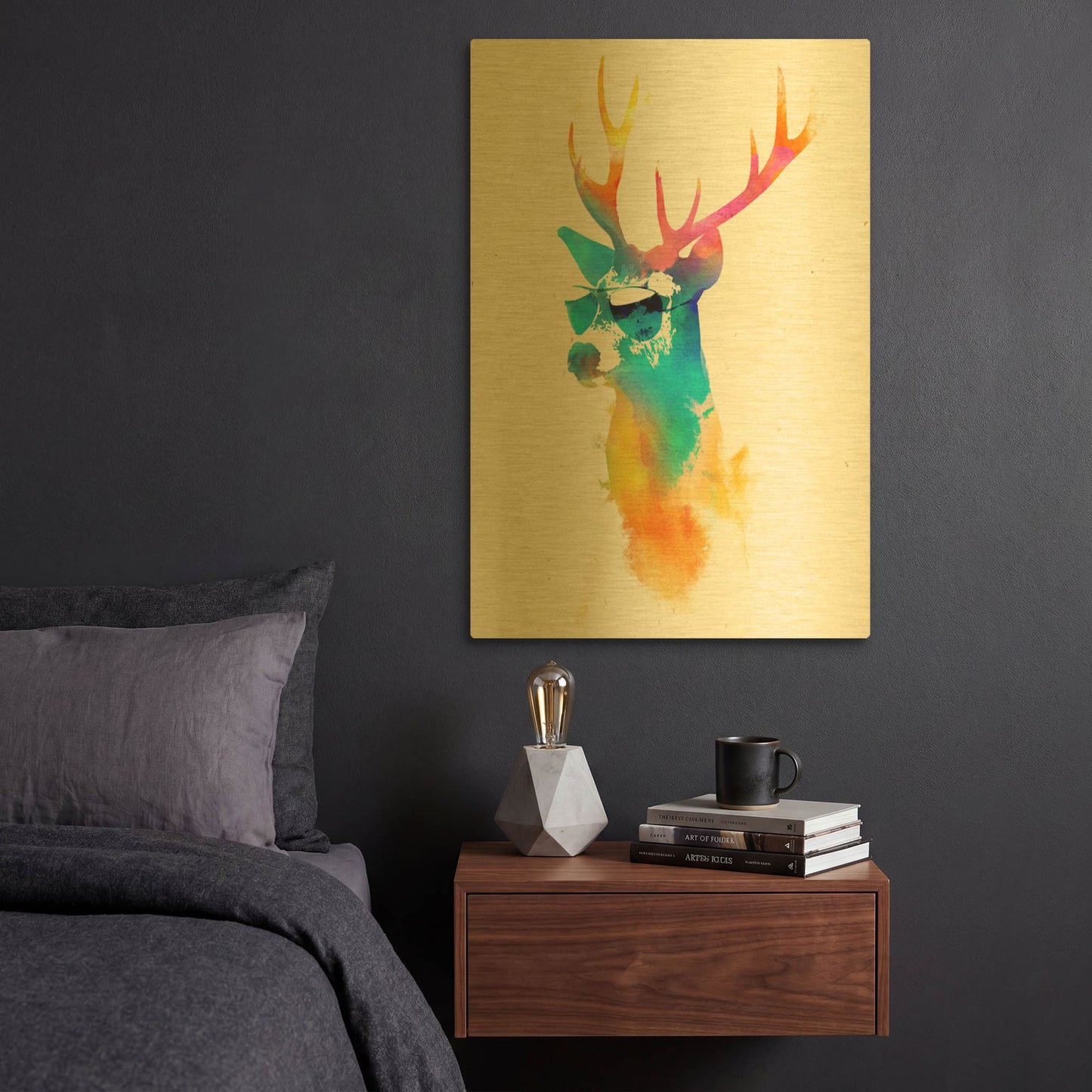 'Sunny Stag' By Robert Farkas Gold Metal Wall Art