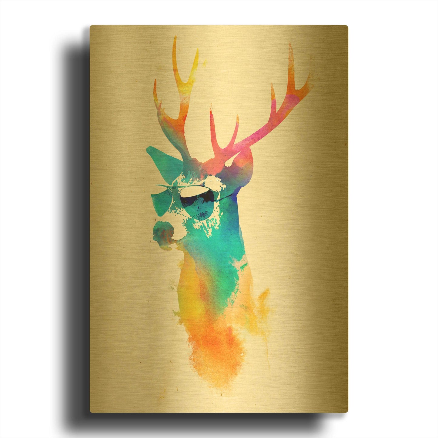 'Sunny Stag' By Robert Farkas Gold Metal Wall Art