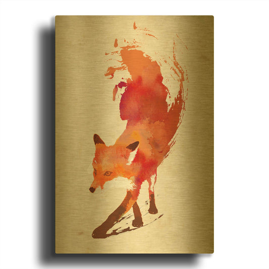 'Vulpes Vulpes' By Robert Farkas Gold Metal Wall Art