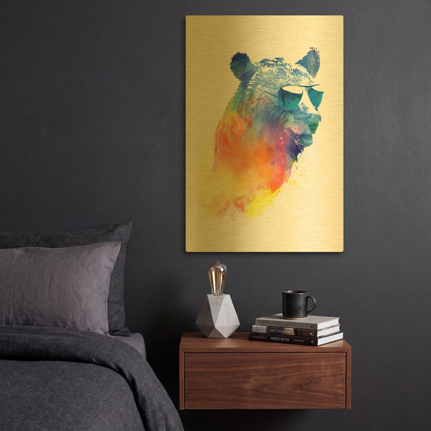 'Sunny Bear' By Robert Farkas Gold Metal Wall Art