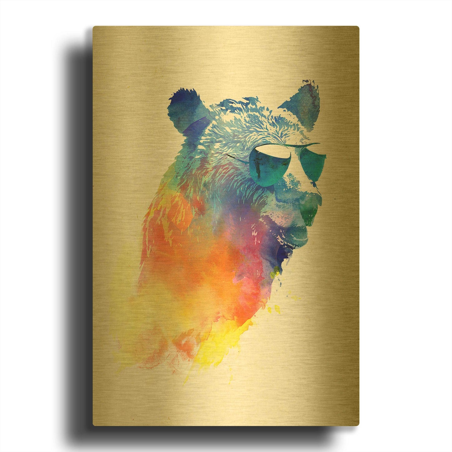 'Sunny Bear' By Robert Farkas Gold Metal Wall Art