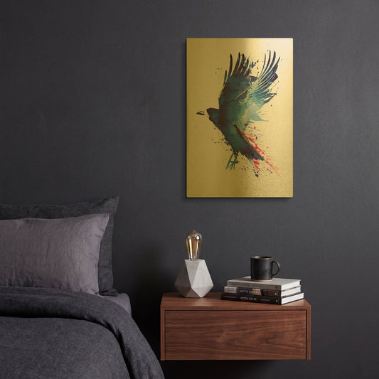 'Bloody Crow' By Robert Farkas Gold Metal Wall Art