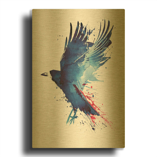 'Bloody Crow' By Robert Farkas Gold Metal Wall Art