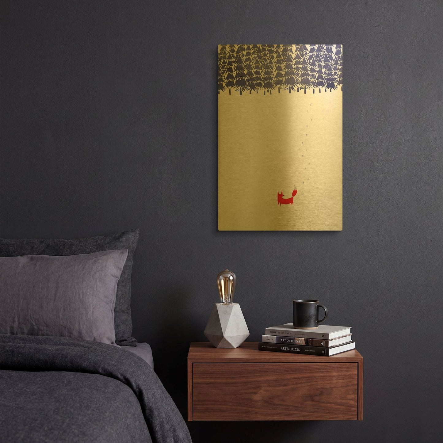 'Alone In The Forest' By Robert Farkas Gold Metal Wall Art