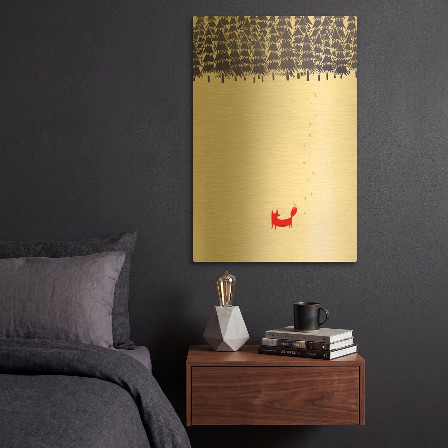 'Alone In The Forest' By Robert Farkas Gold Metal Wall Art
