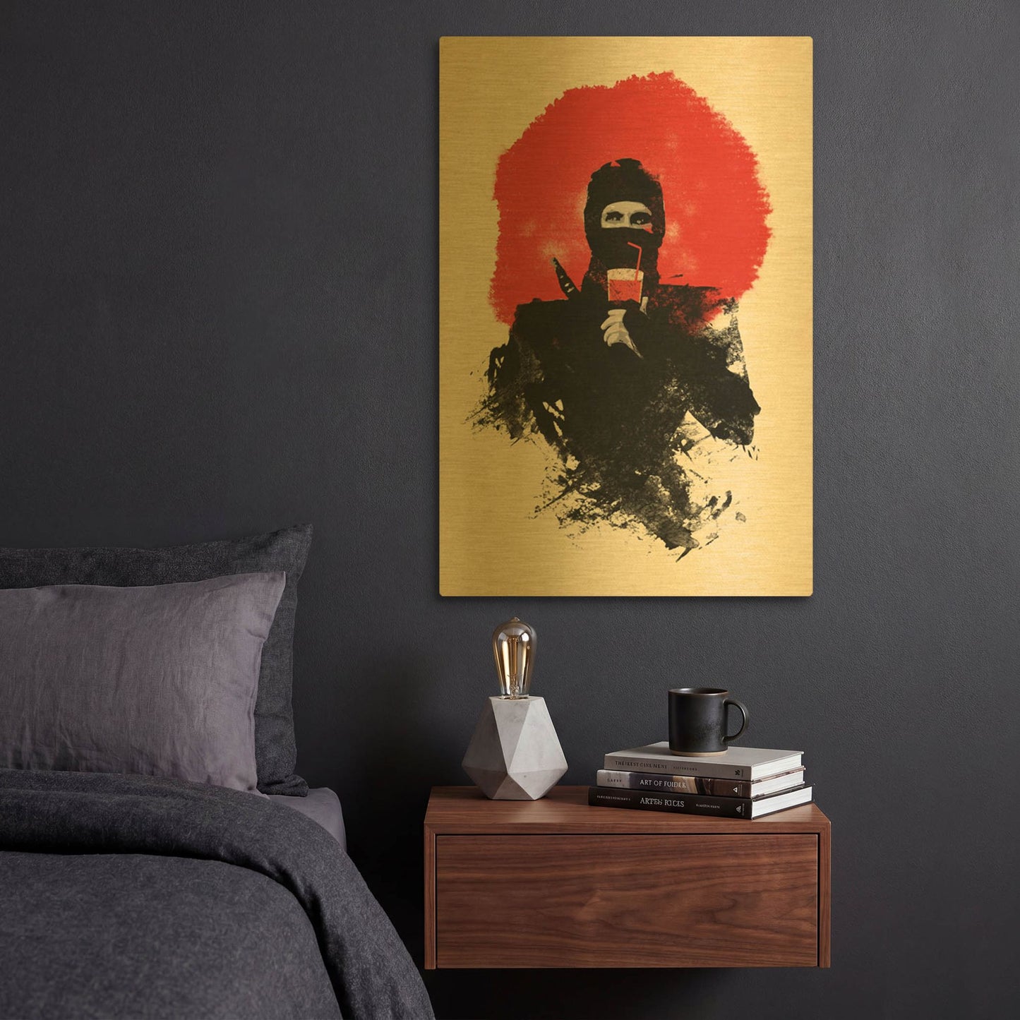 'American Ninja' By Robert Farkas Gold Metal Wall Art