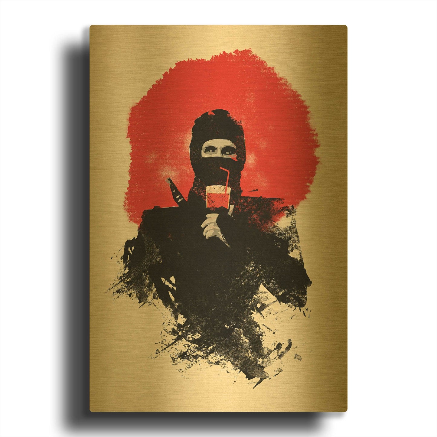 'American Ninja' By Robert Farkas Gold Metal Wall Art