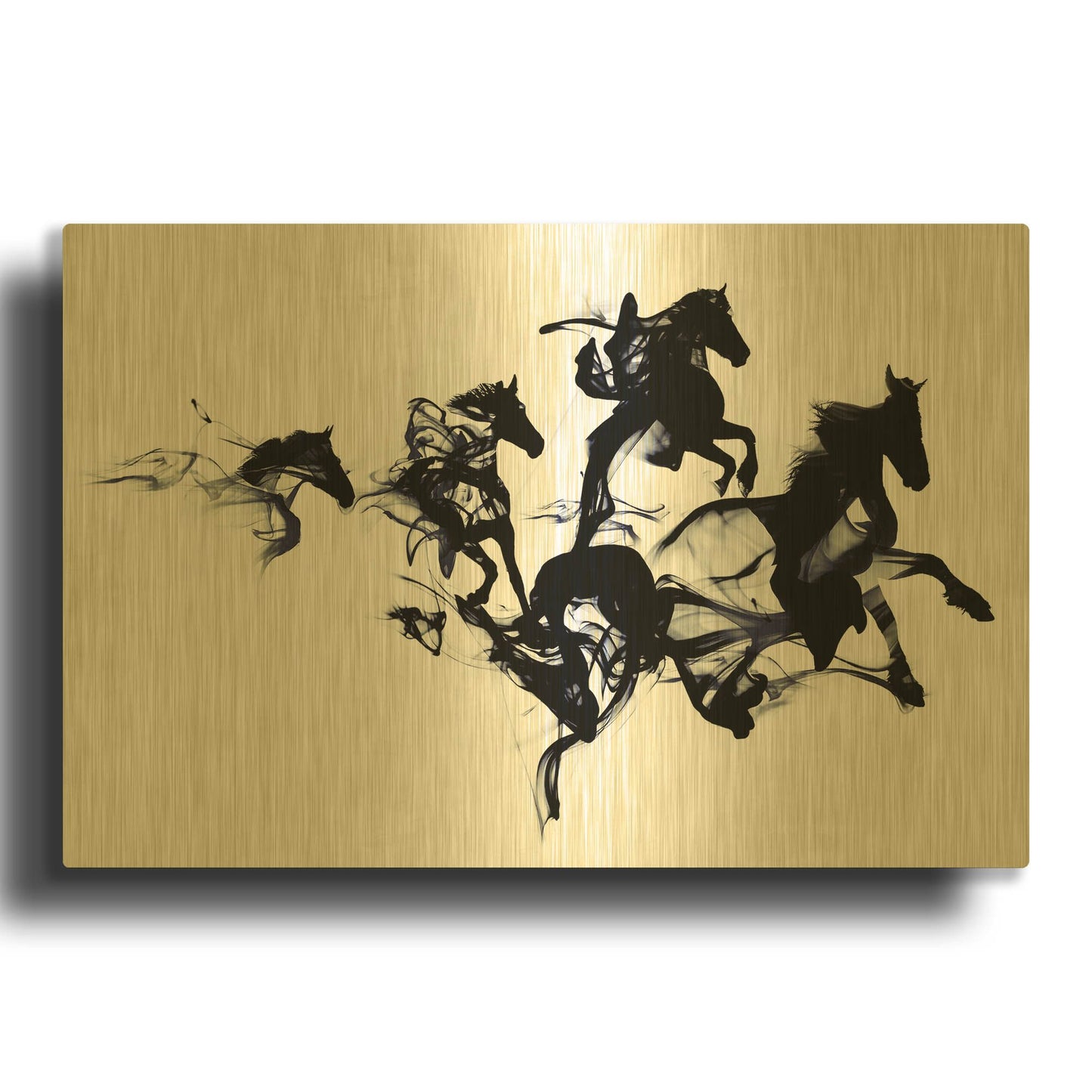 'Black Horses' By Robert Farkas Gold Metal Wall Art