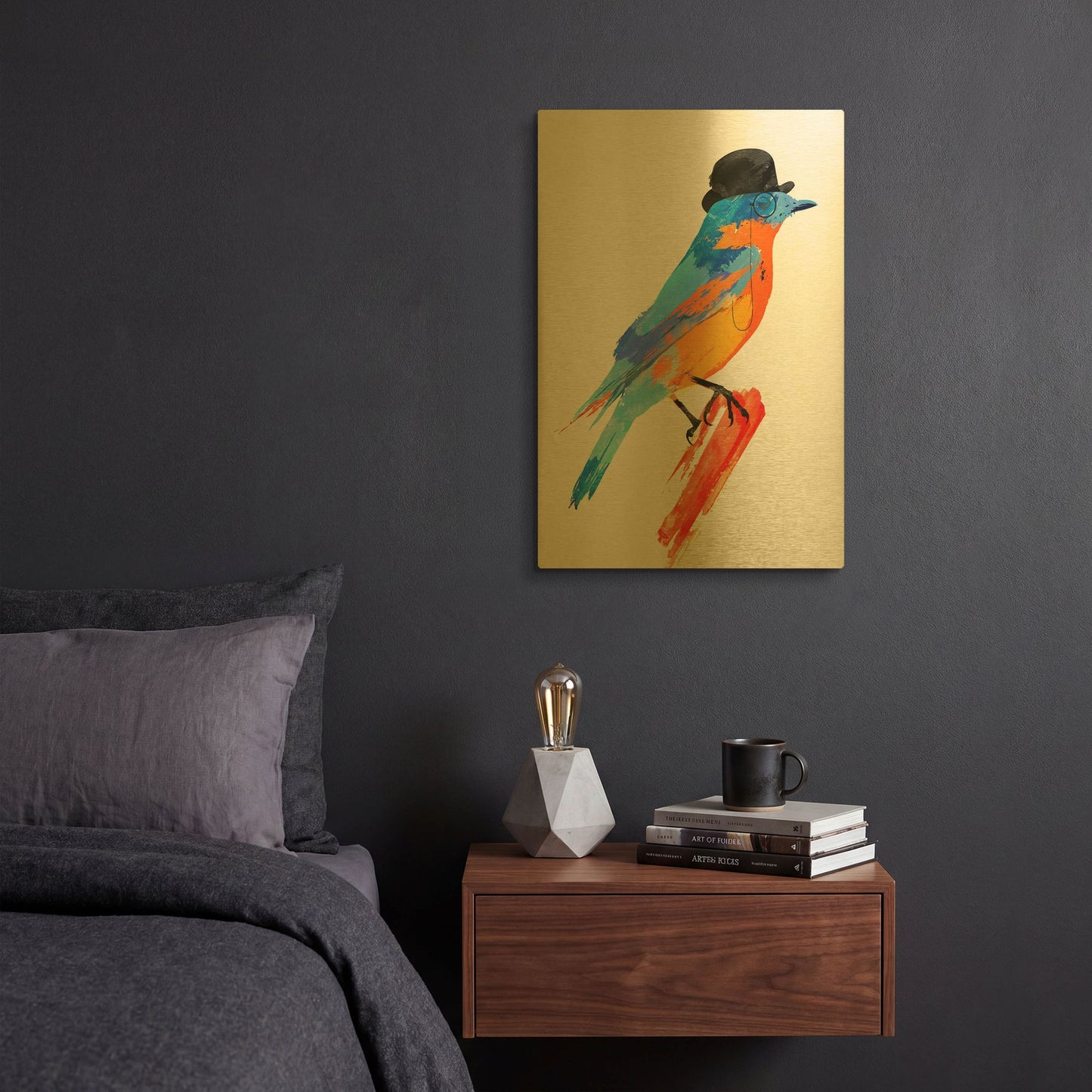 'Lord Bird' By Robert Farkas Gold Metal Wall Art