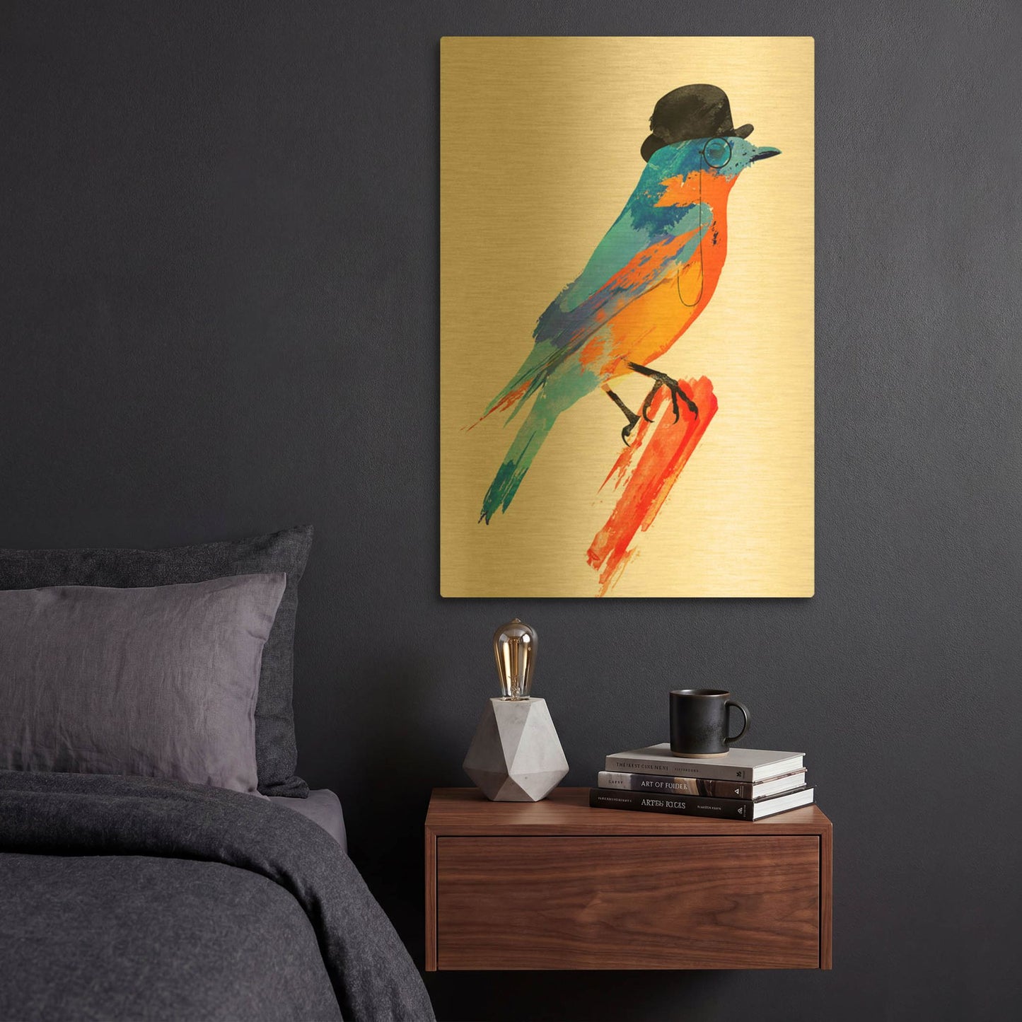 'Lord Bird' By Robert Farkas Gold Metal Wall Art