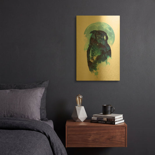 'Midnight Owl' By Robert Farkas Gold Metal Wall Art