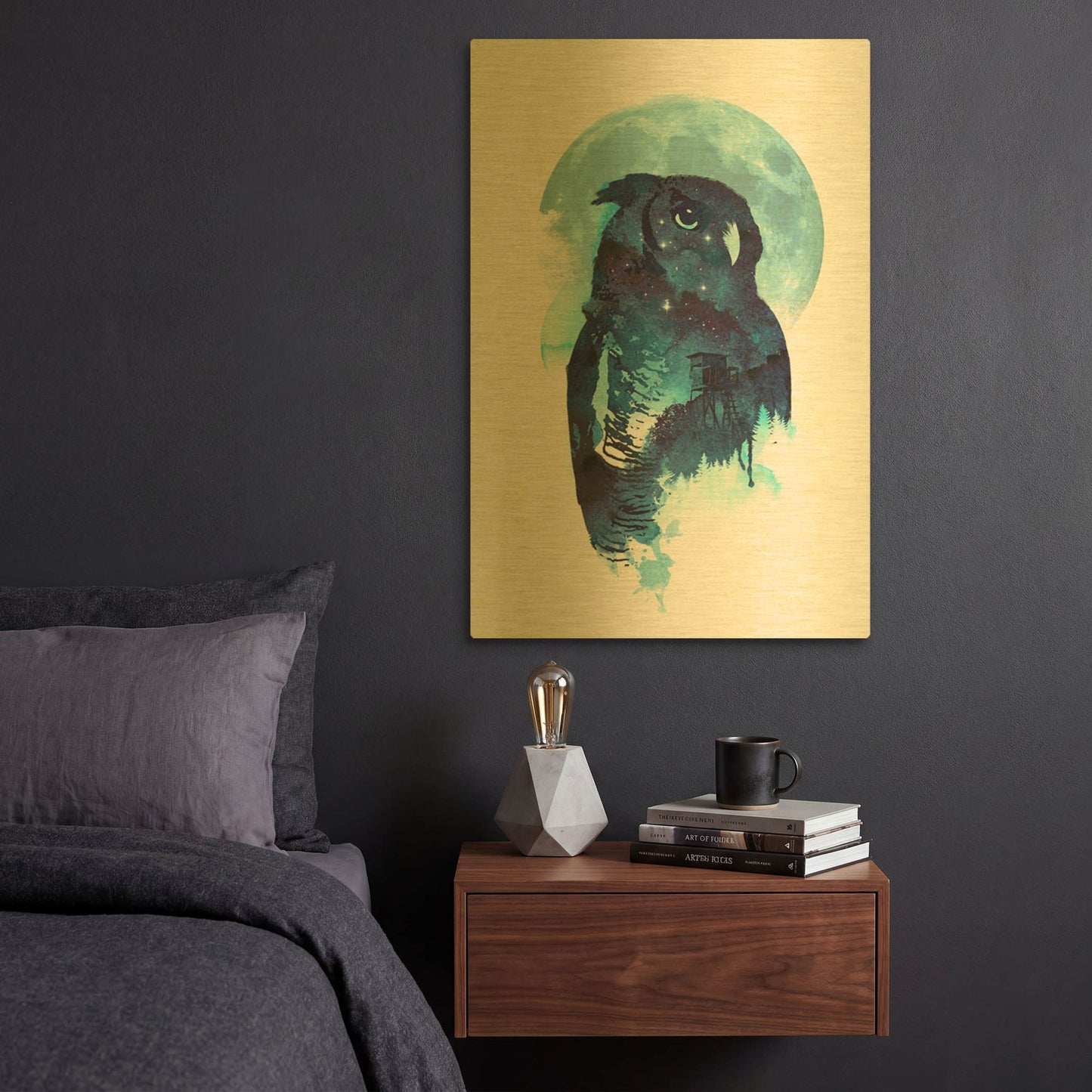 'Midnight Owl' By Robert Farkas Gold Metal Wall Art