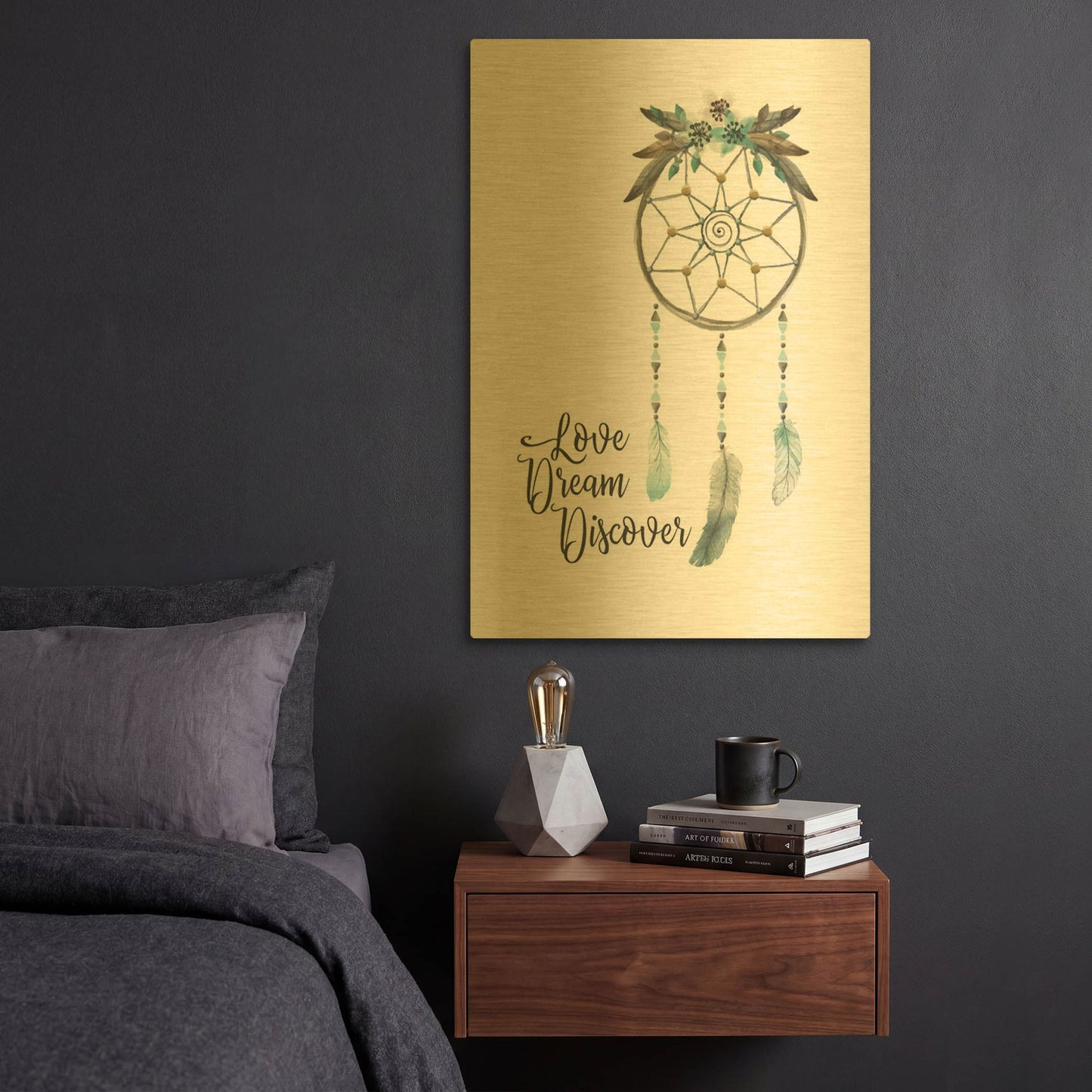 'Watercolor Dreamcatcher' By Seven Trees Design Gold Metal Wall Art