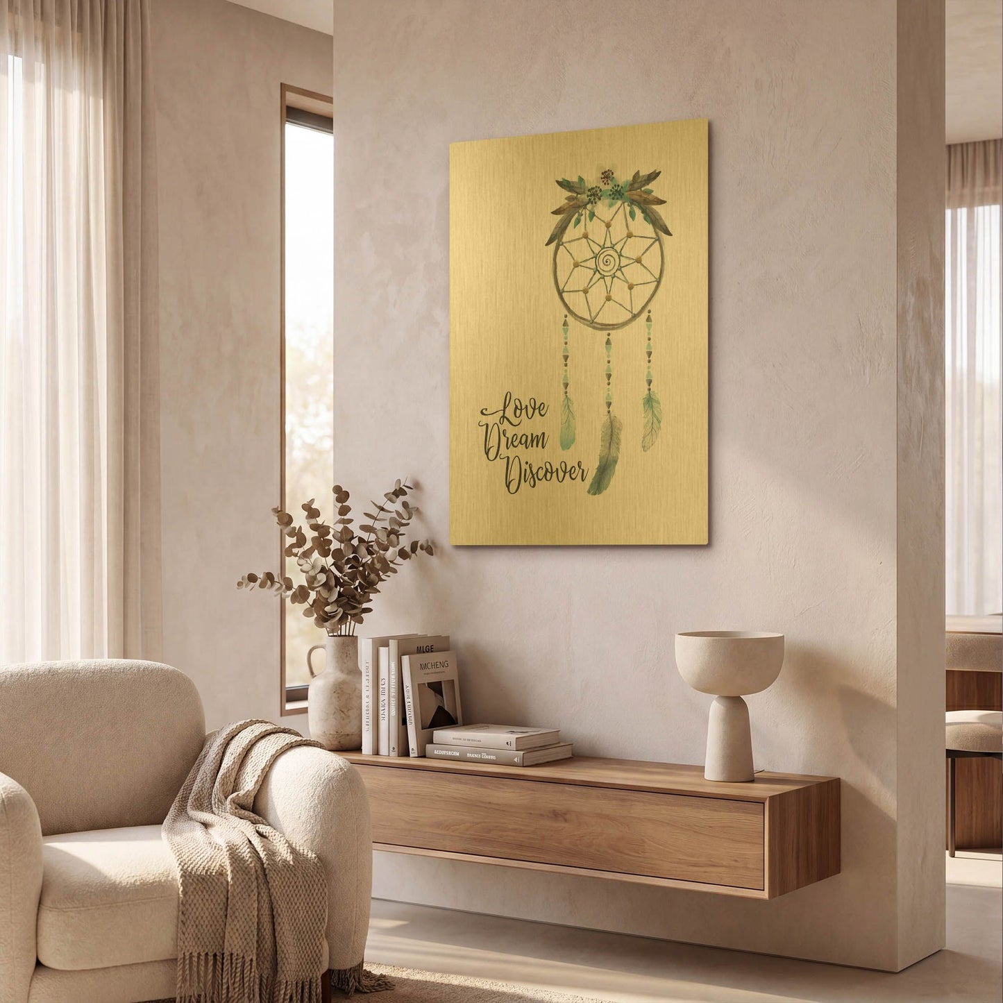 'Watercolor Dreamcatcher' By Seven Trees Design Gold Metal Wall Art