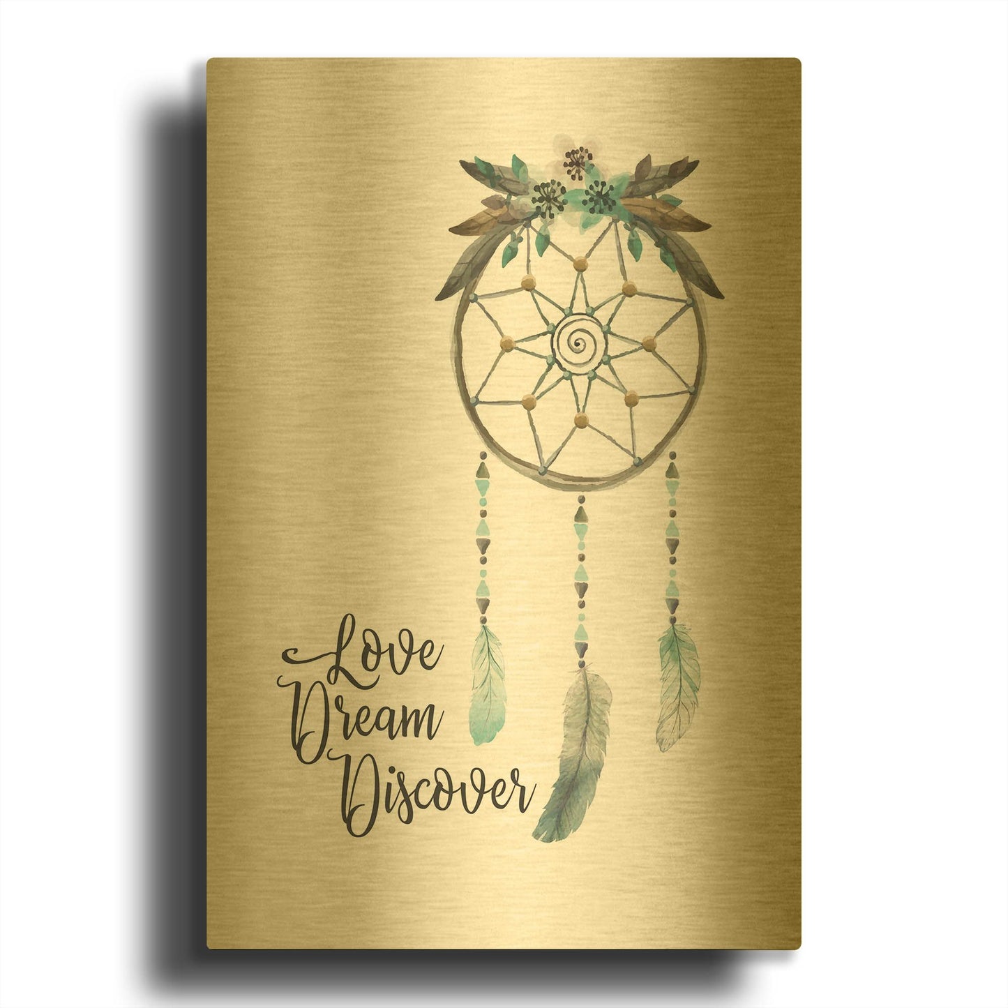 'Watercolor Dreamcatcher' By Seven Trees Design Gold Metal Wall Art