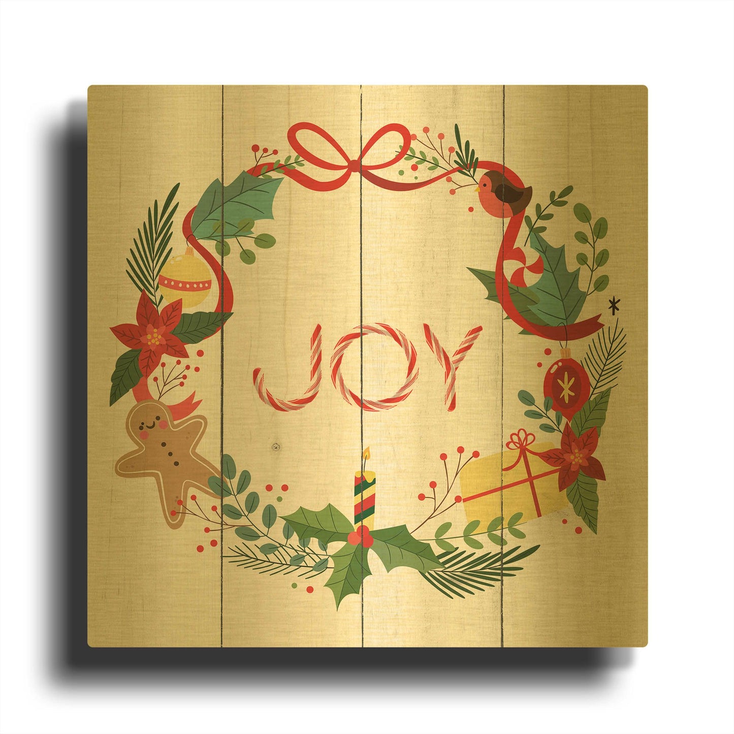 'Peppermint Joy' By Seven Trees Design Gold Metal Wall Art