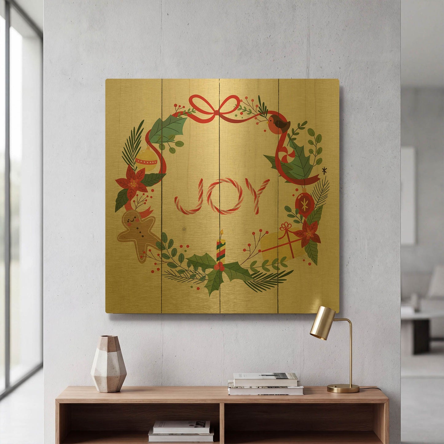 'Peppermint Joy' By Seven Trees Design Gold Metal Wall Art