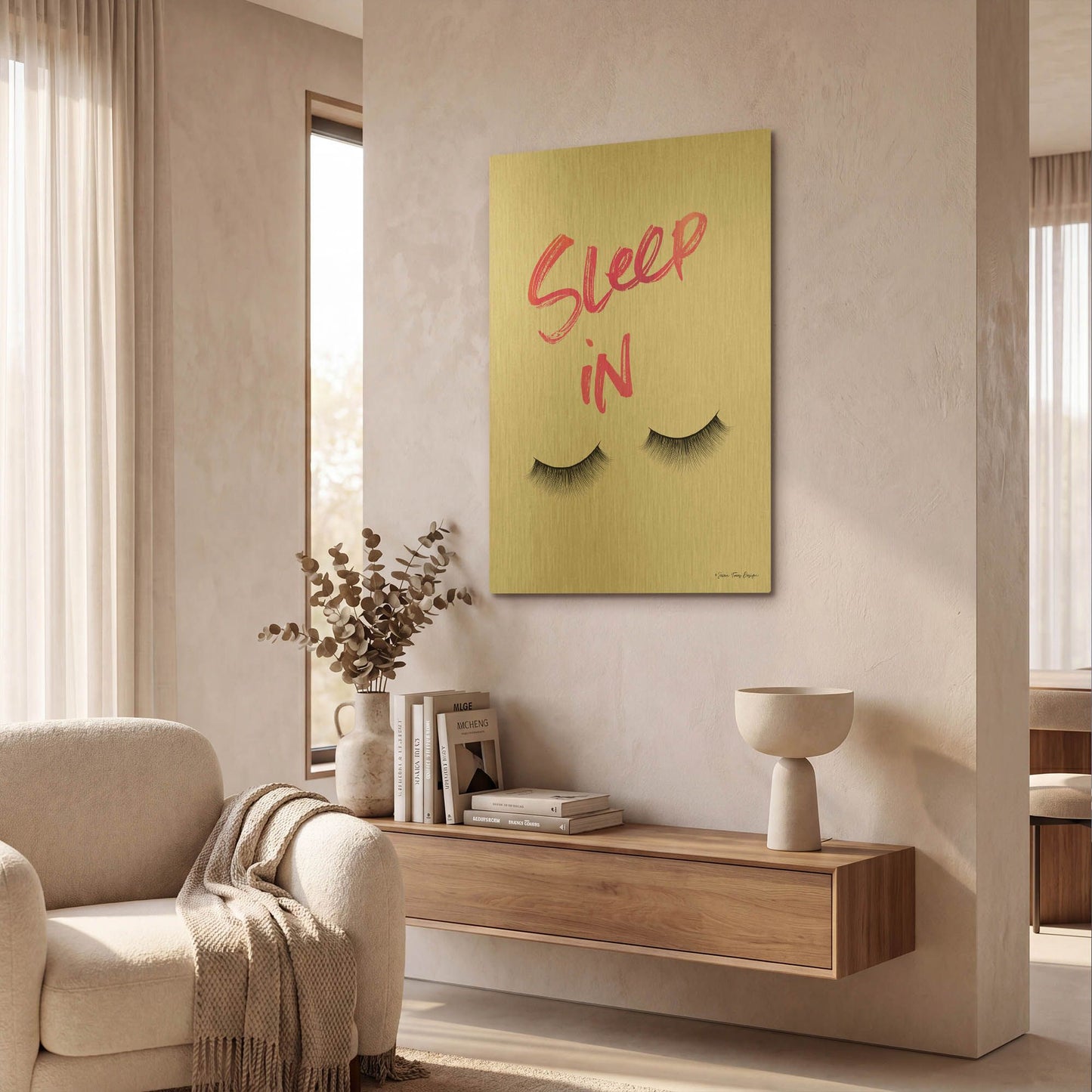 'Sleep In' By Seven Trees Design Gold Metal Wall Art