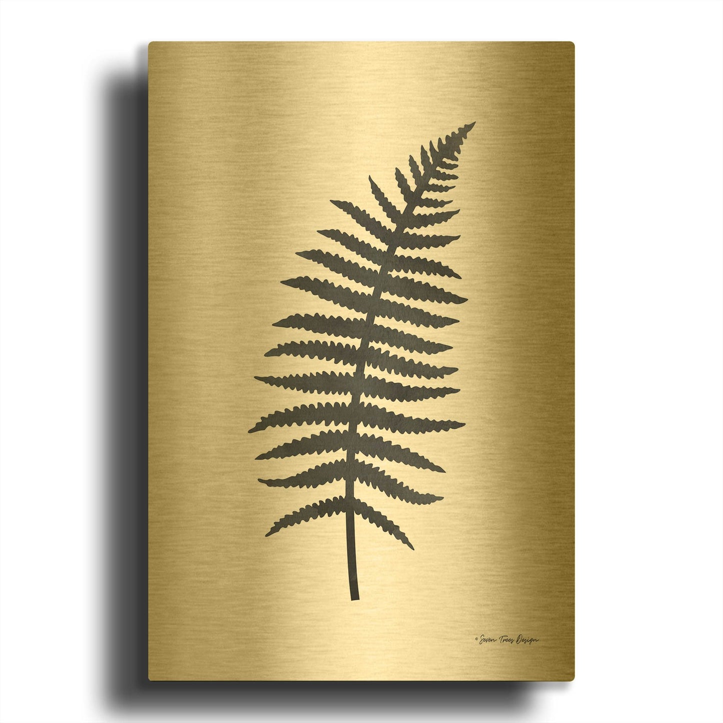 'Watercolor Black Plant I' By Seven Trees Design Gold Metal Wall Art