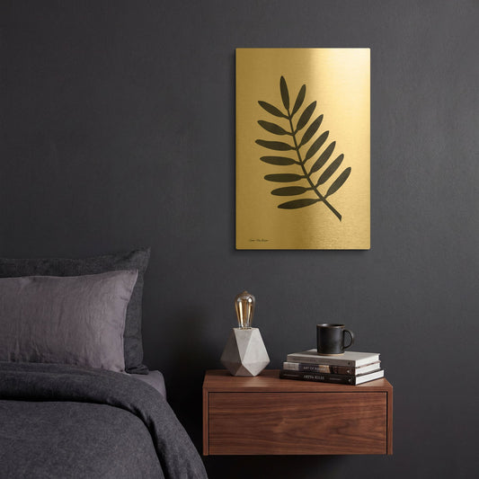 'Watercolor Black Plant II' By Seven Trees Design Gold Metal Wall Art