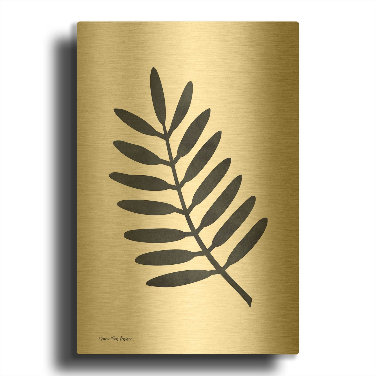 'Watercolor Black Plant II' By Seven Trees Design Gold Metal Wall Art