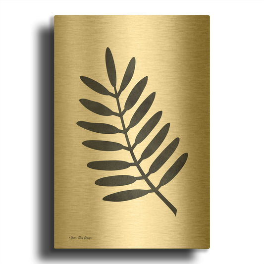 'Watercolor Black Plant II' By Seven Trees Design Gold Metal Wall Art