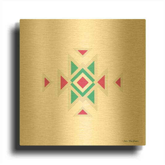 'Watercolor Aztec Art I' By Seven Trees Design Gold Metal Wall Art