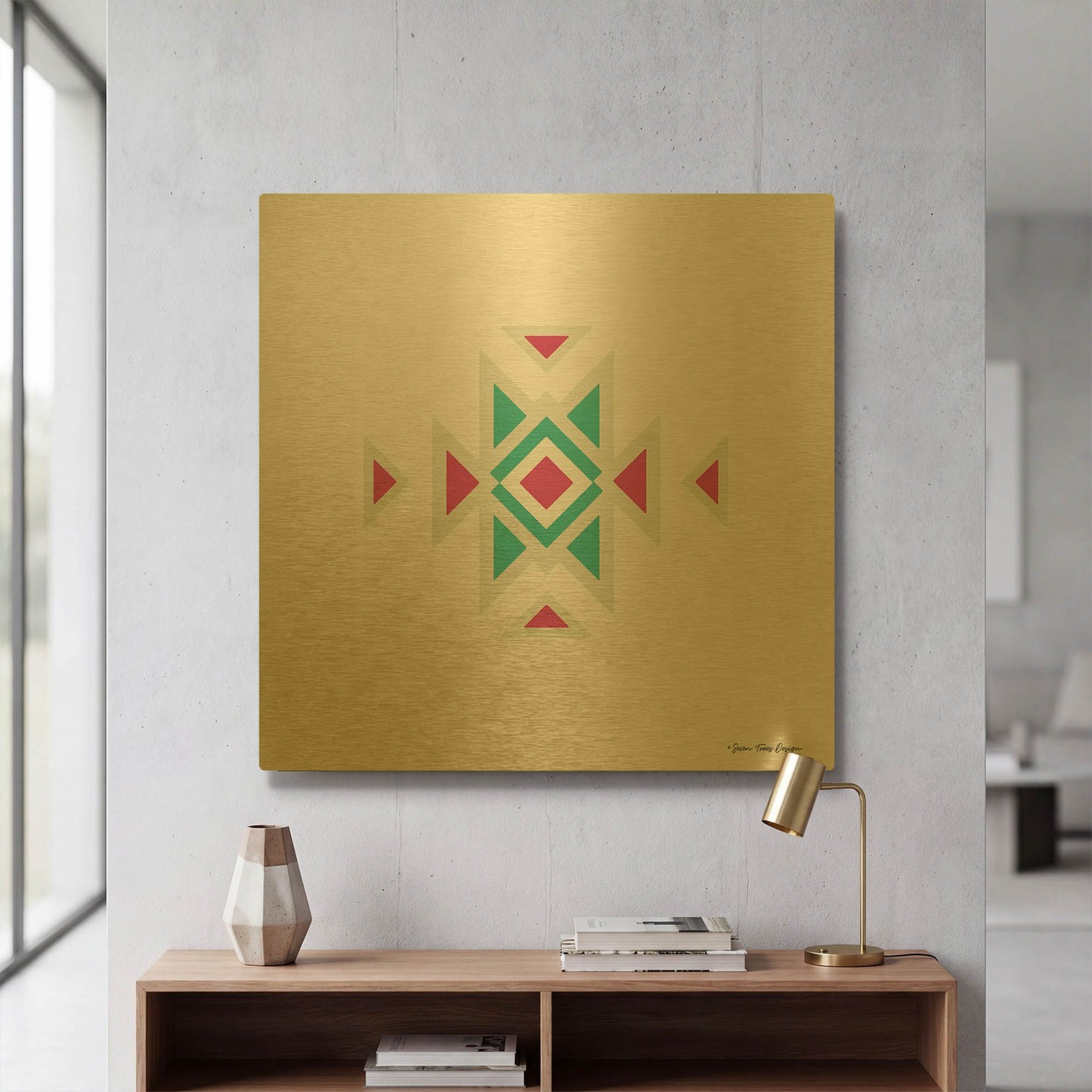 'Watercolor Aztec Art I' By Seven Trees Design Gold Metal Wall Art