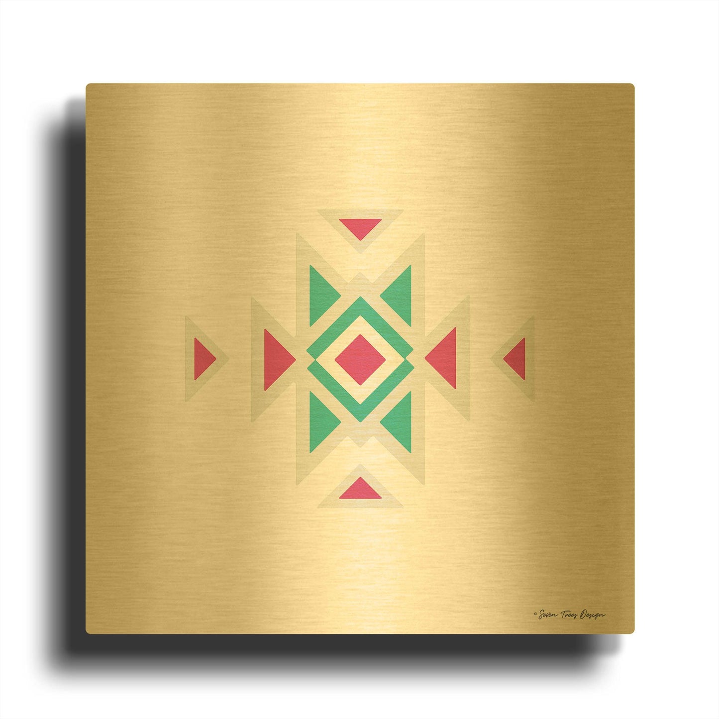 'Watercolor Aztec Art I' By Seven Trees Design Gold Metal Wall Art