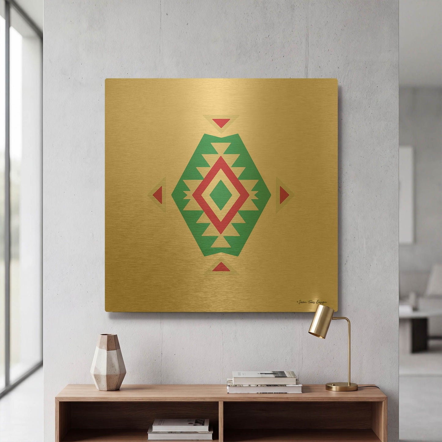 'Watercolor Aztec Art II' By Seven Trees Design Gold Metal Wall Art