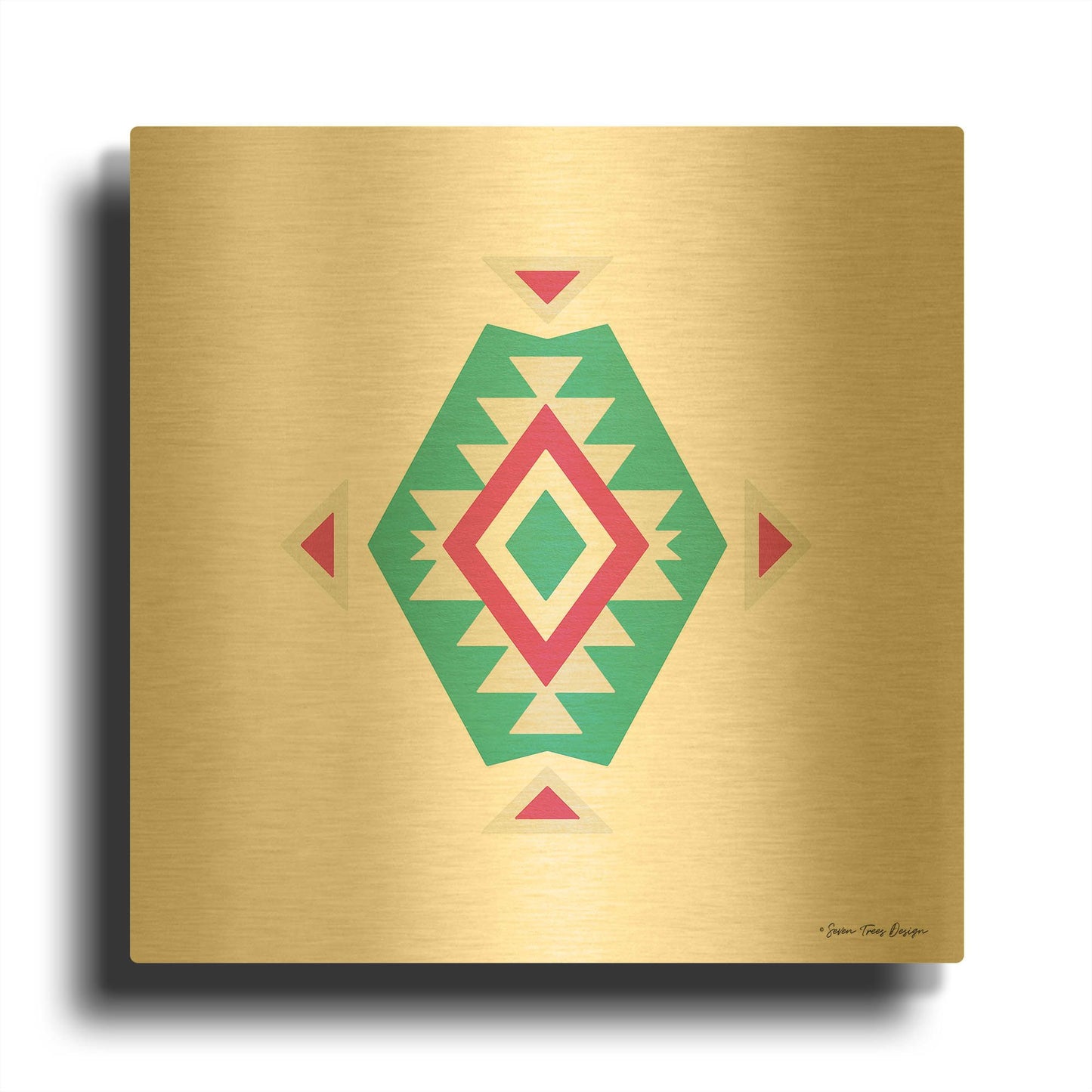 'Watercolor Aztec Art II' By Seven Trees Design Gold Metal Wall Art