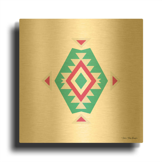 'Watercolor Aztec Art II' By Seven Trees Design Gold Metal Wall Art
