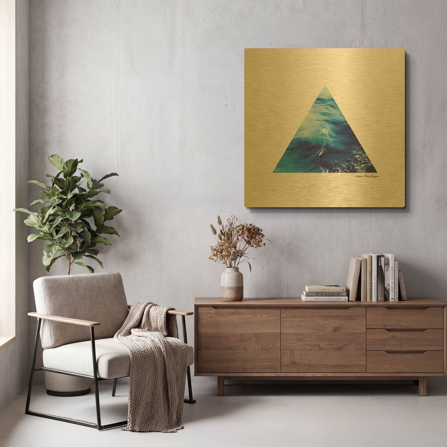 'Ocean Triangle' By Seven Trees Design Gold Metal Wall Art