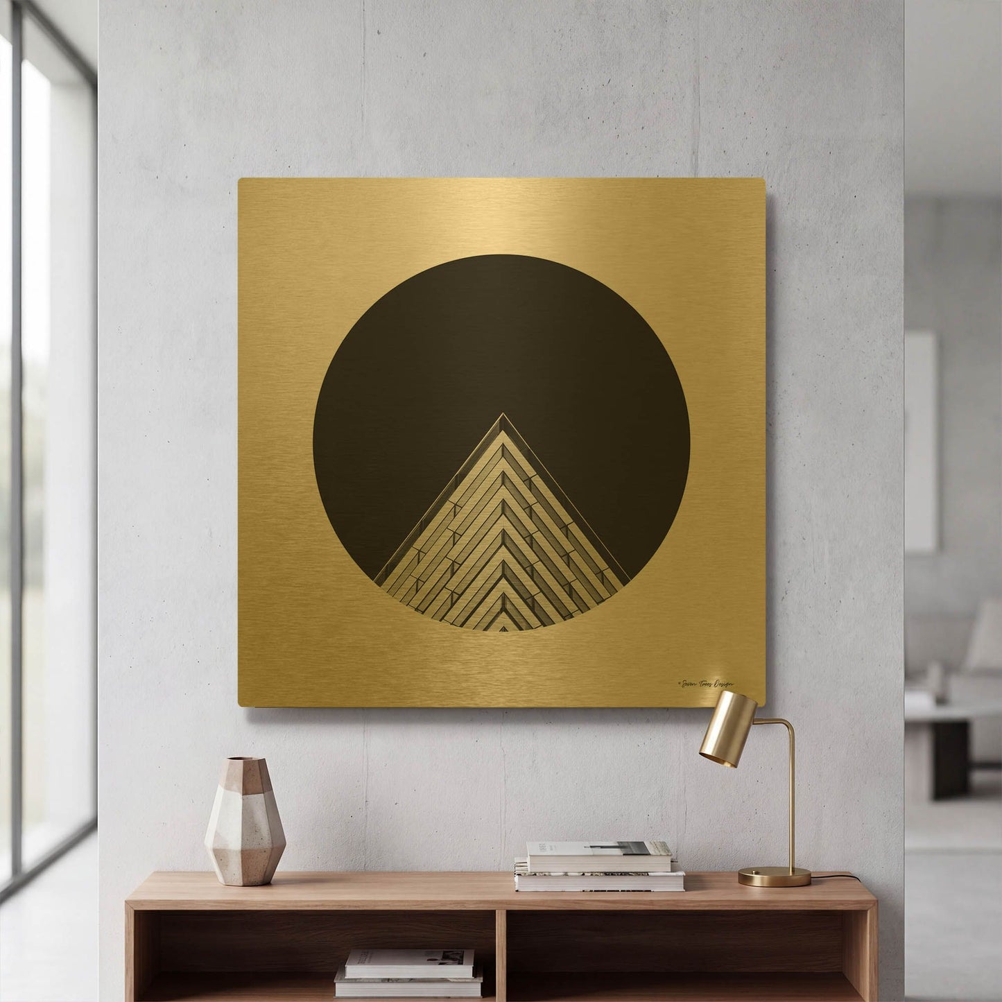 'Triangular Architecture' By Seven Trees Design Gold Metal Wall Art