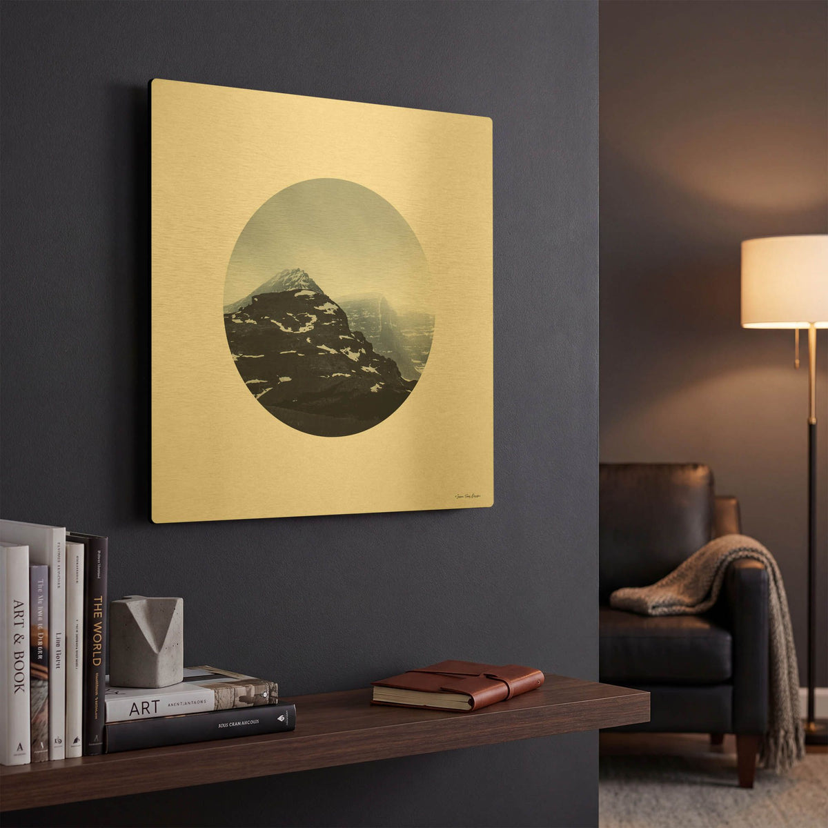 'Snow Mountains' By Seven Trees Design Gold Metal Wall Art
