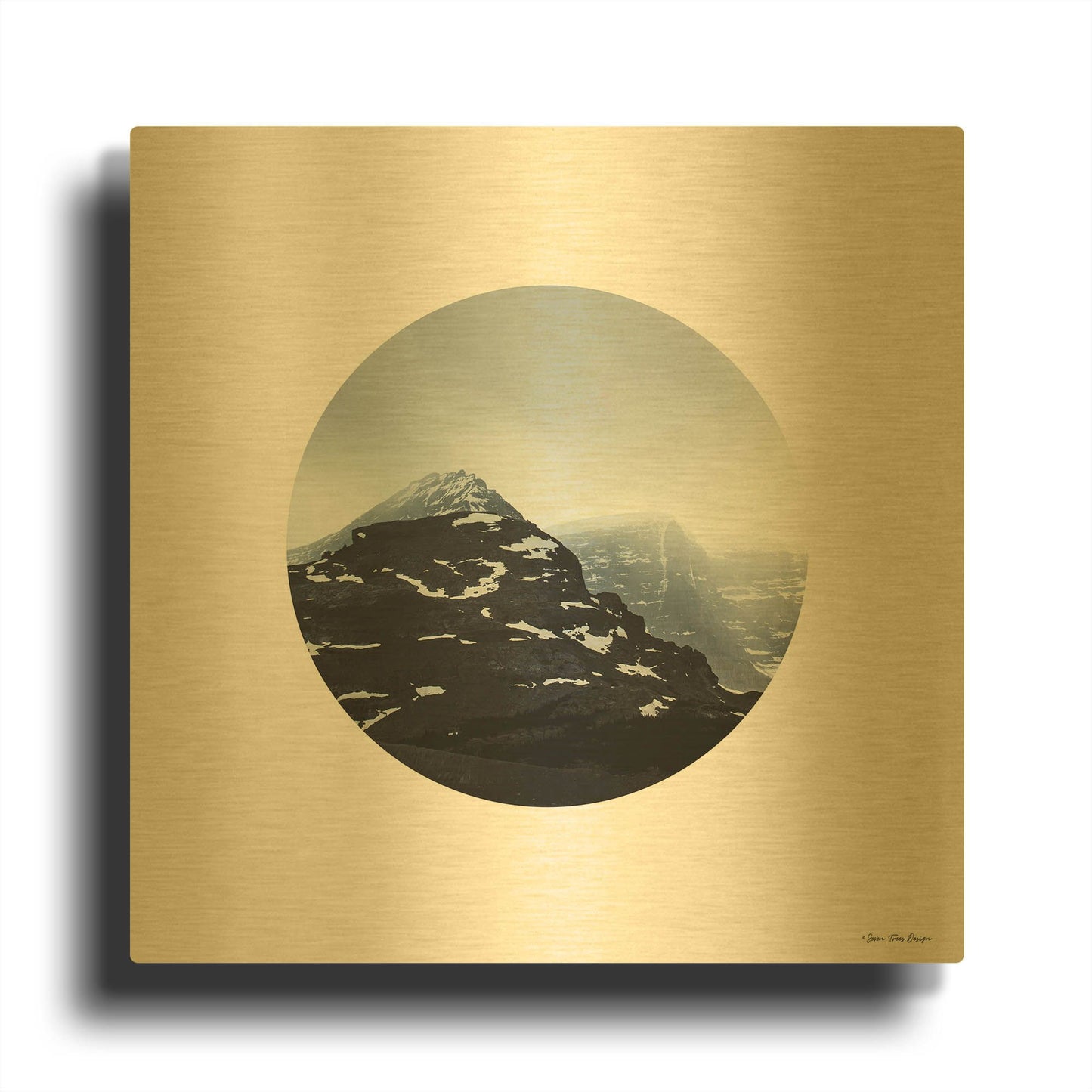 'Snow Mountains' By Seven Trees Design Gold Metal Wall Art