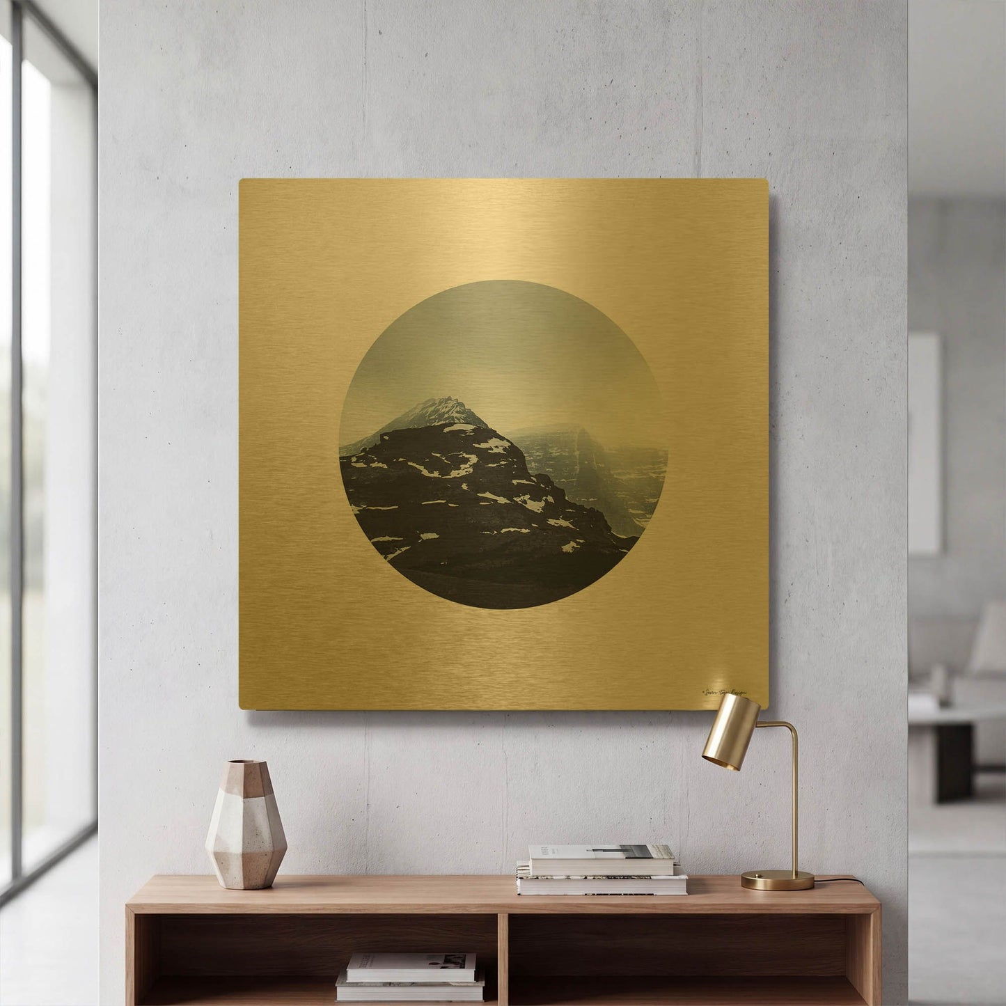 'Snow Mountains' By Seven Trees Design Gold Metal Wall Art
