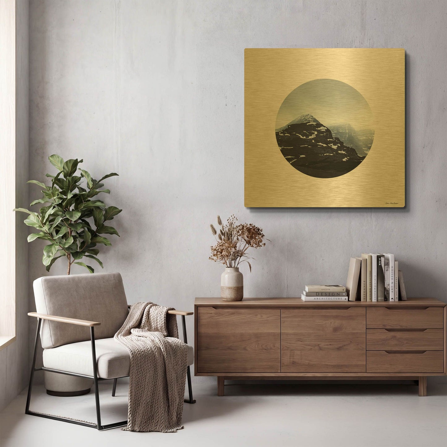 'Snow Mountains' By Seven Trees Design Gold Metal Wall Art