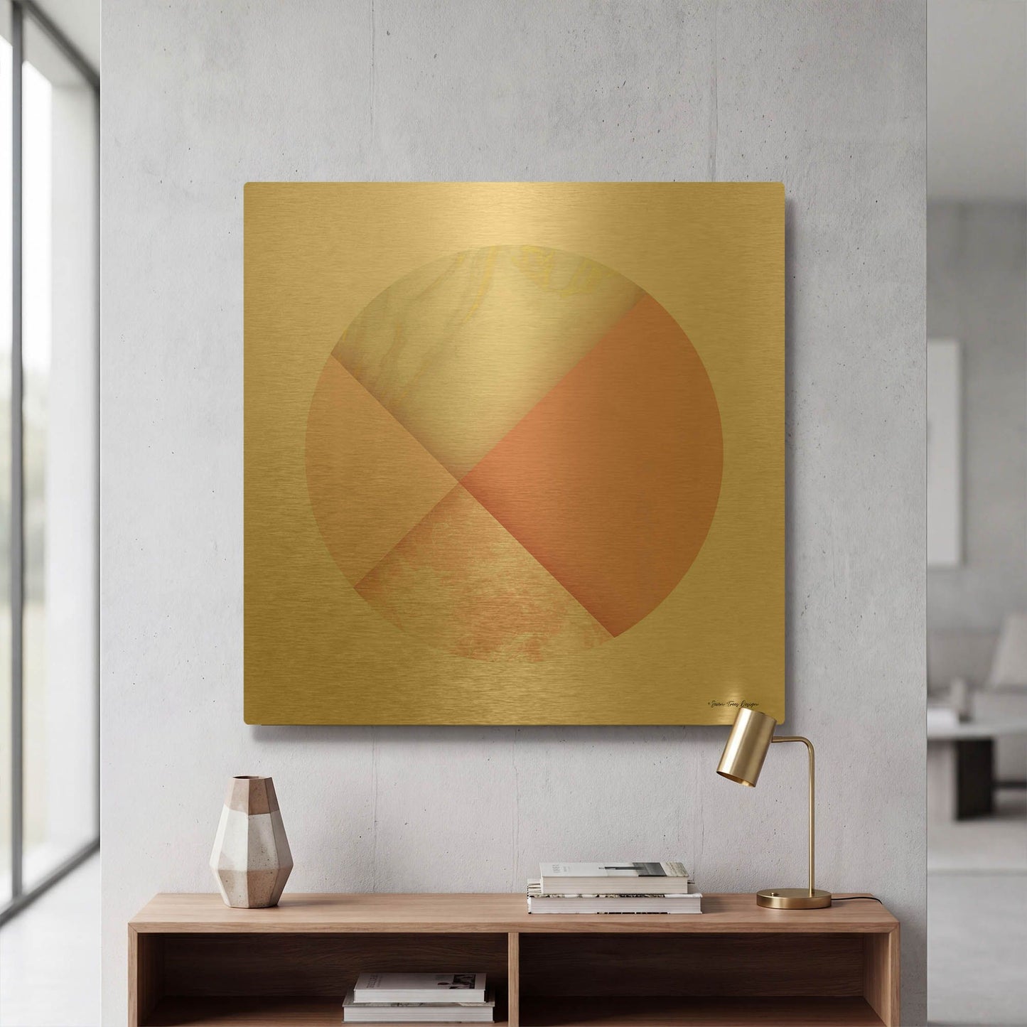 'Pink Marble Circle I' By Seven Trees Design Gold Metal Wall Art