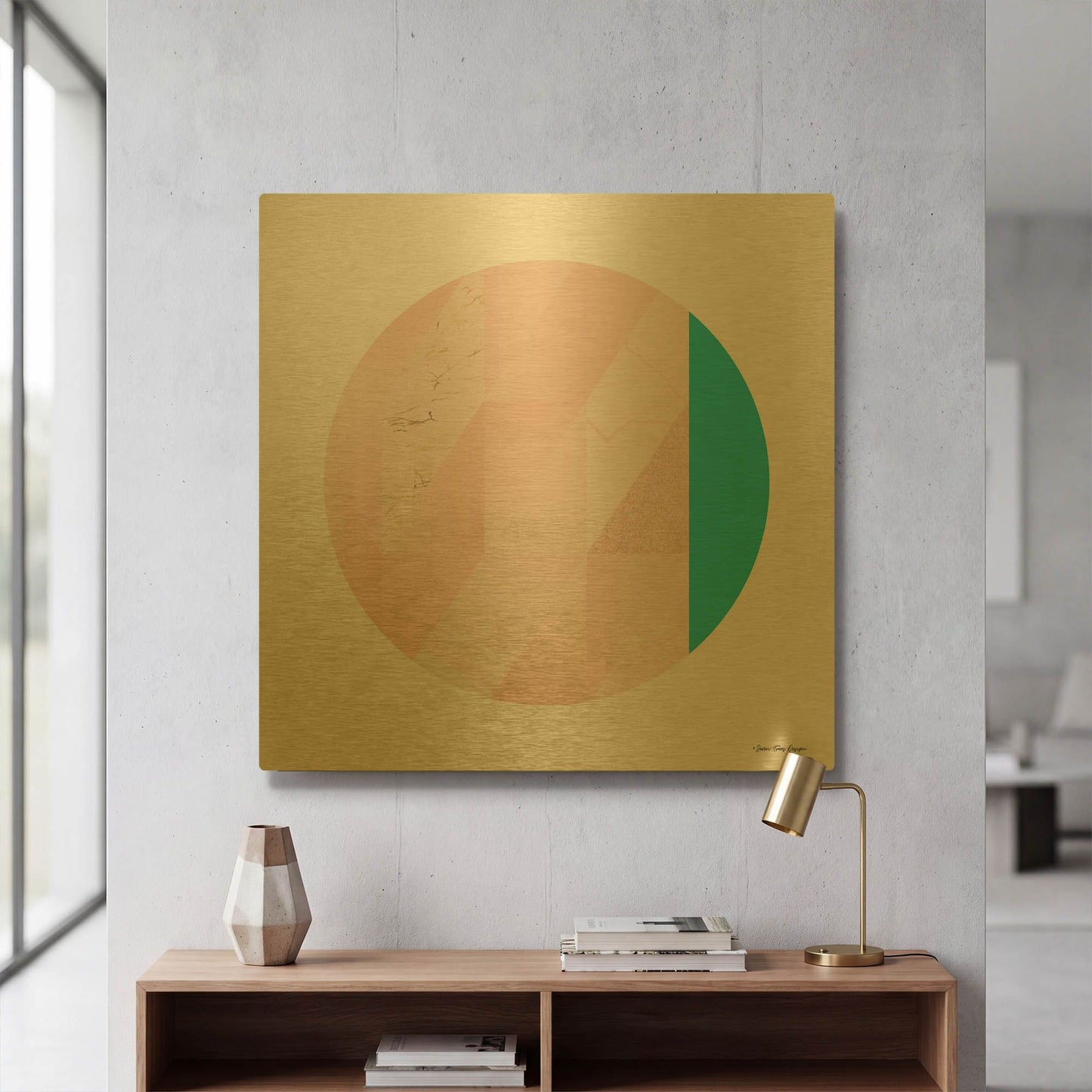 'Pink Marble Circle II' By Seven Trees Design Gold Metal Wall Art