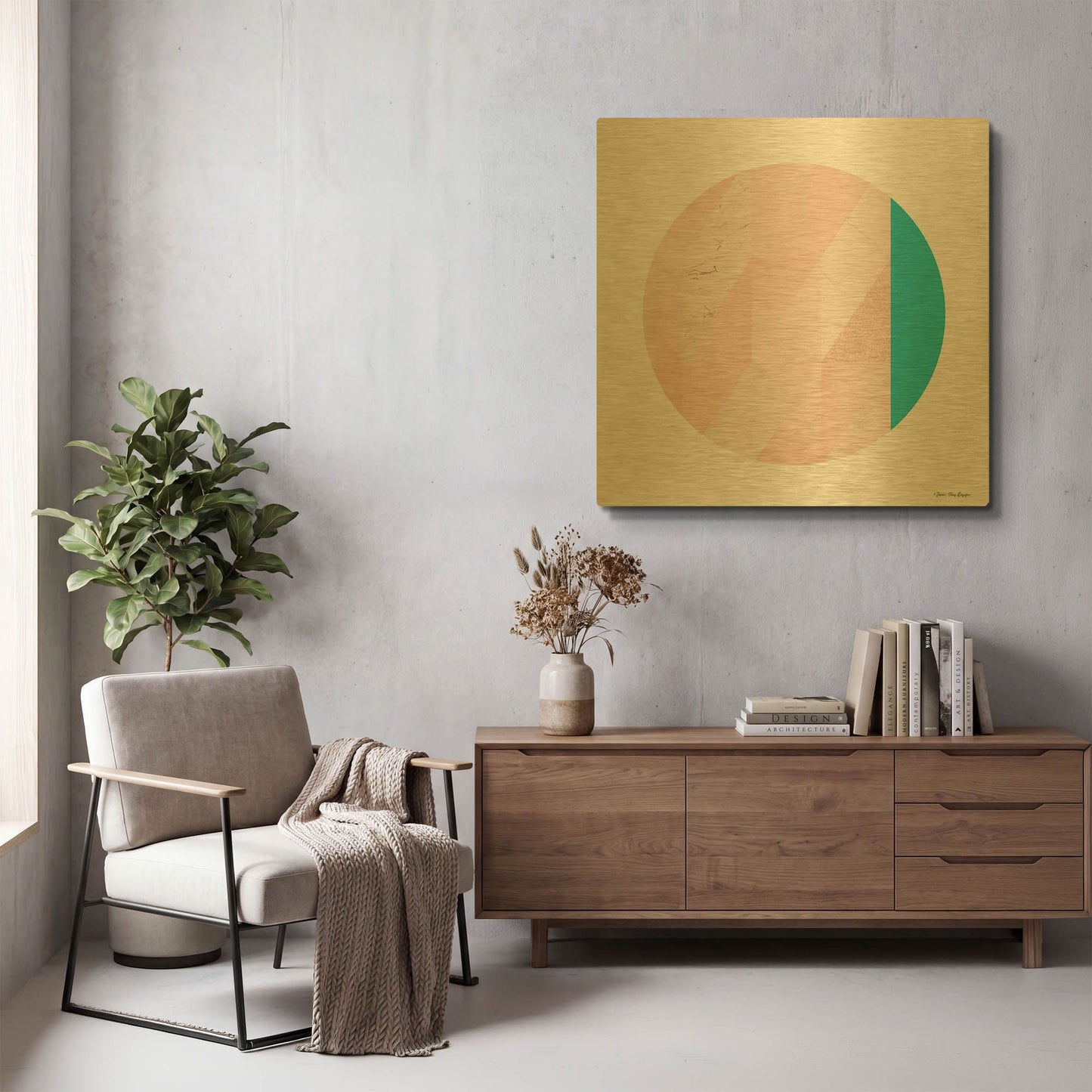 'Pink Marble Circle II' By Seven Trees Design Gold Metal Wall Art
