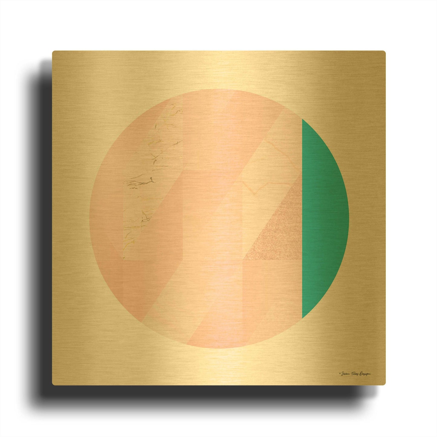 'Pink Marble Circle II' By Seven Trees Design Gold Metal Wall Art