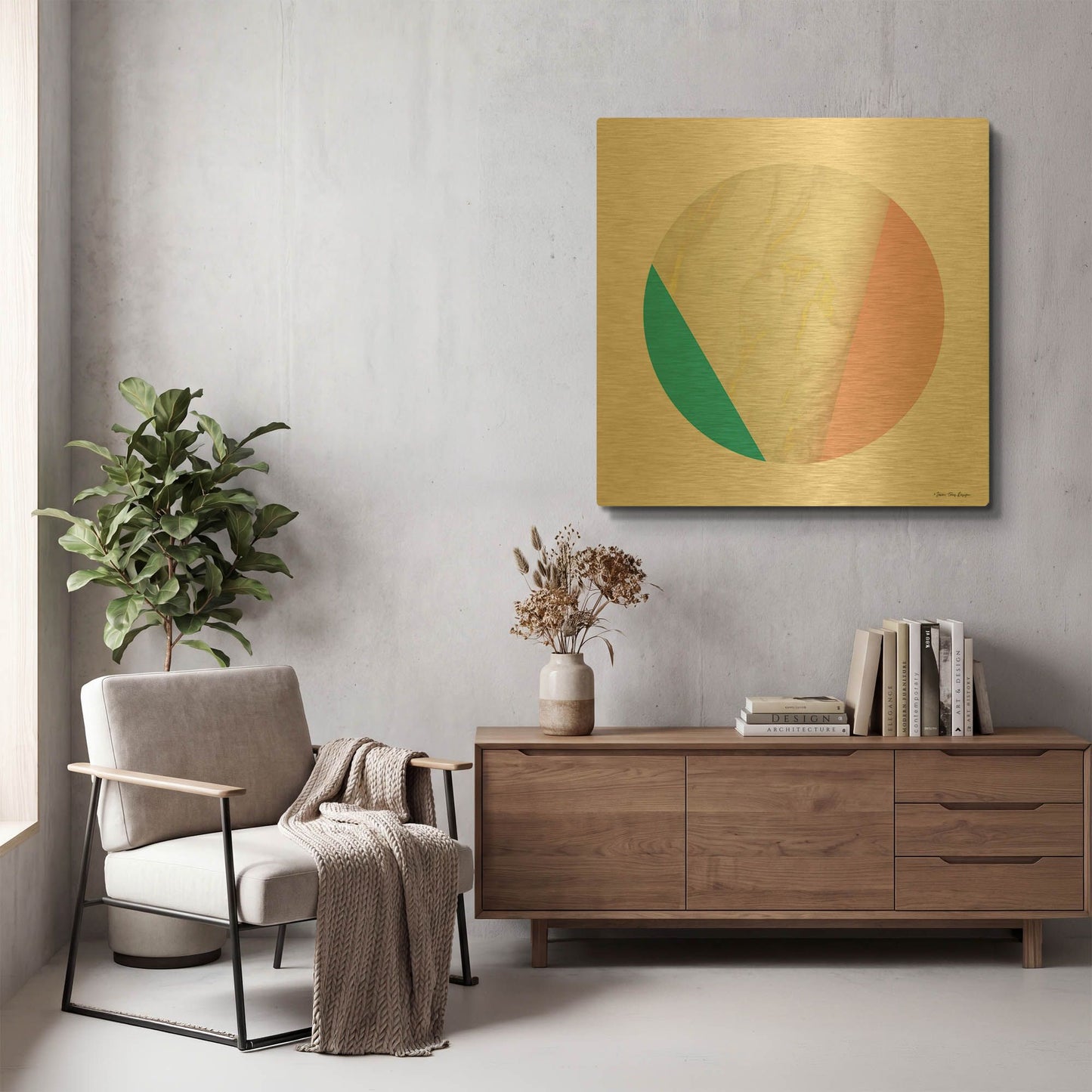 'Pink Marble Circle III' By Seven Trees Design Gold Metal Wall Art